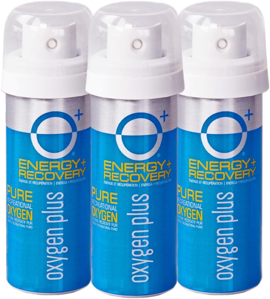 Oxygen Plus – O+ Mini 3 Pack | Portable Oxygen Can | Filled with 99.5% Pure O2 | Natural Wellness Supplement to Boost Energy & Recovery | 5+ Uses Per 1.55 Liter Cans