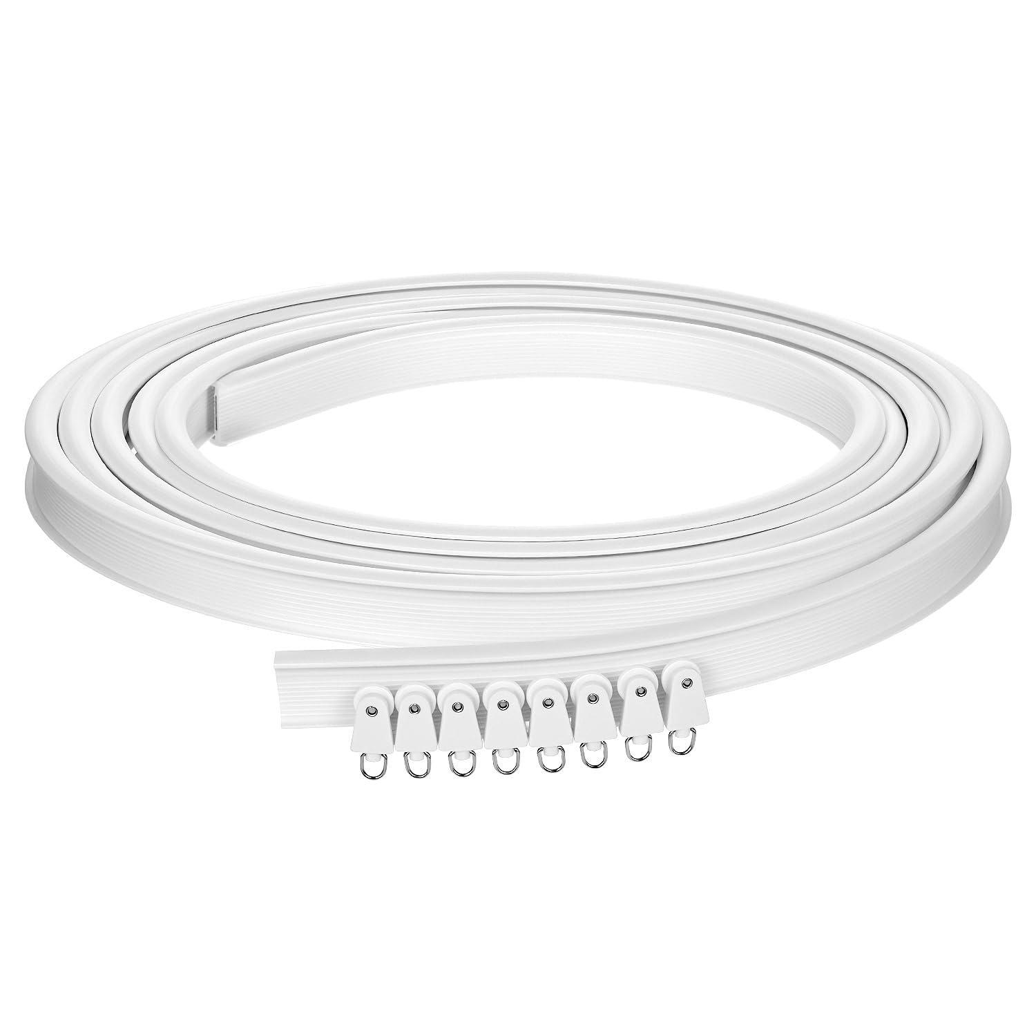 QWORK® 1Pcs 16.4ft/5m Ceiling Curtain Track,Alloy Plastic Windows and Balcony Curtain Track Soft Curved Track, Rail Slide Rail Accessories