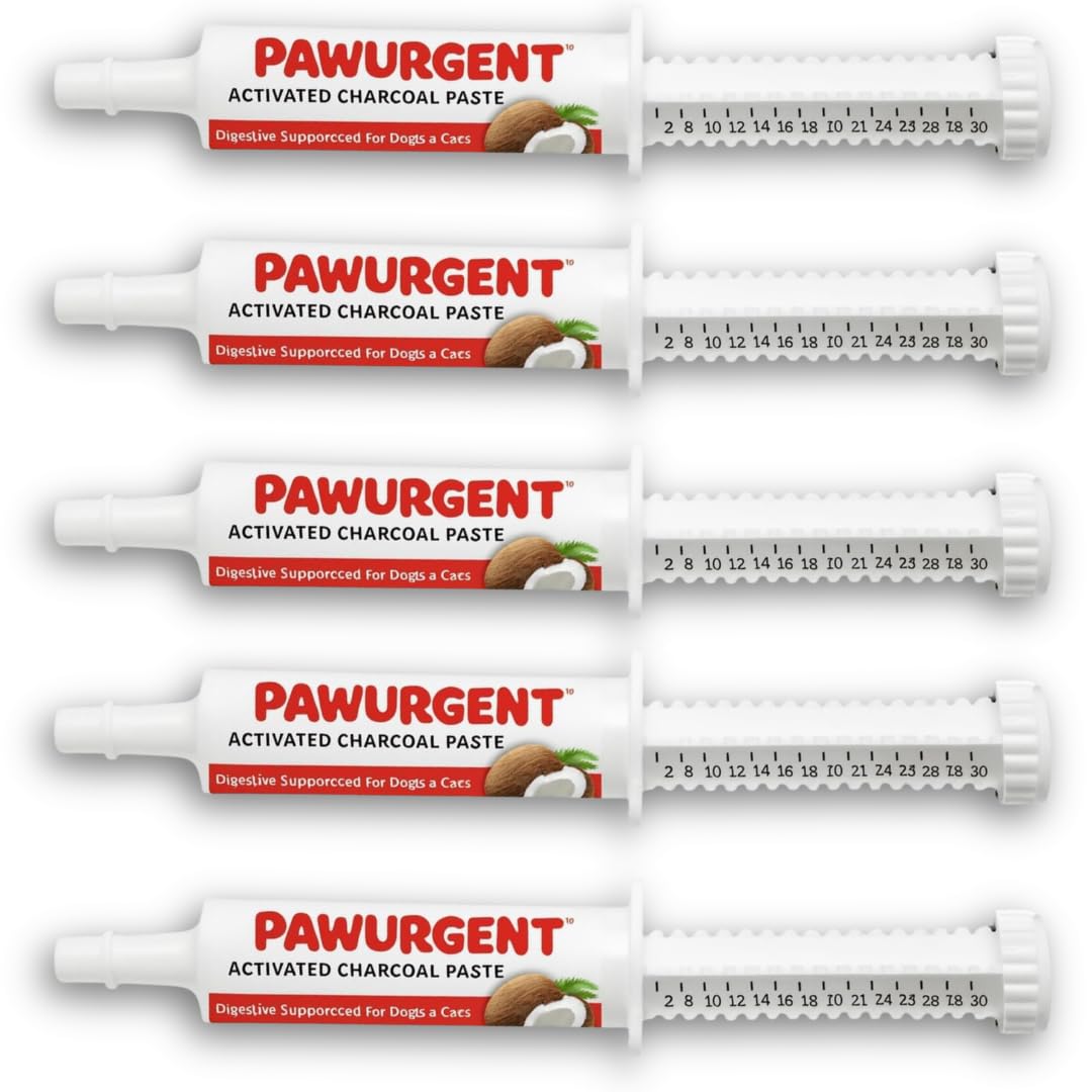 PawUrgent Activated Charcoal Gel for Dogs Poisoning, 30cc Dog First Aid Activated Charcoal, Animal Use Only, Premium Pet Support for Pet Owners (5 pack)