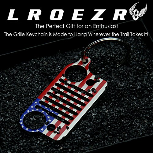 3D Font Grill Keychain Chain Key Ring for Jeep Driver Enthusiast Automotive Laser Cut 304 Stainless Steel Keyring By LROEZR (National Flag)