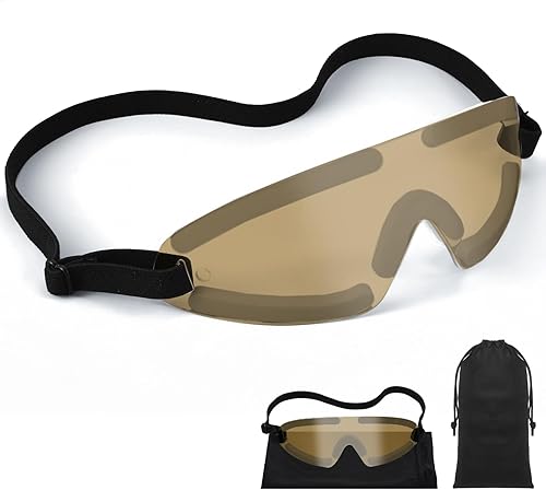 Kingdder Escudo de ojos marrón para dormir gafas protectoras con correa ajustable y acolchado suave, sensibilidad de los ojos a la luz, bolsa de