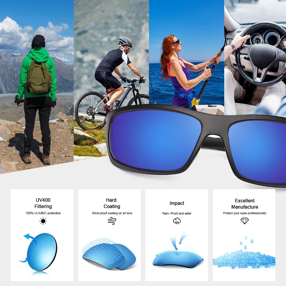 POLARKING Polarized Sport Sunglasses for Men Matte Finish Sun glasses Mirror Lens UV Blocking - Image 6