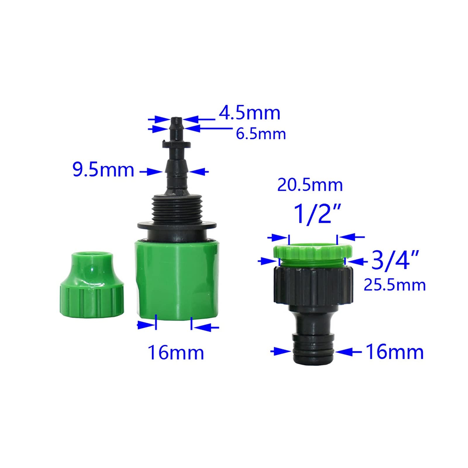 Lot de 20 adaptateurs de tuyau de plomberie de jardin de 0,6 cm avec raccord cannelé pour arrosage dans les systèmes d'irrigation goutte à goutte (couleur : A)