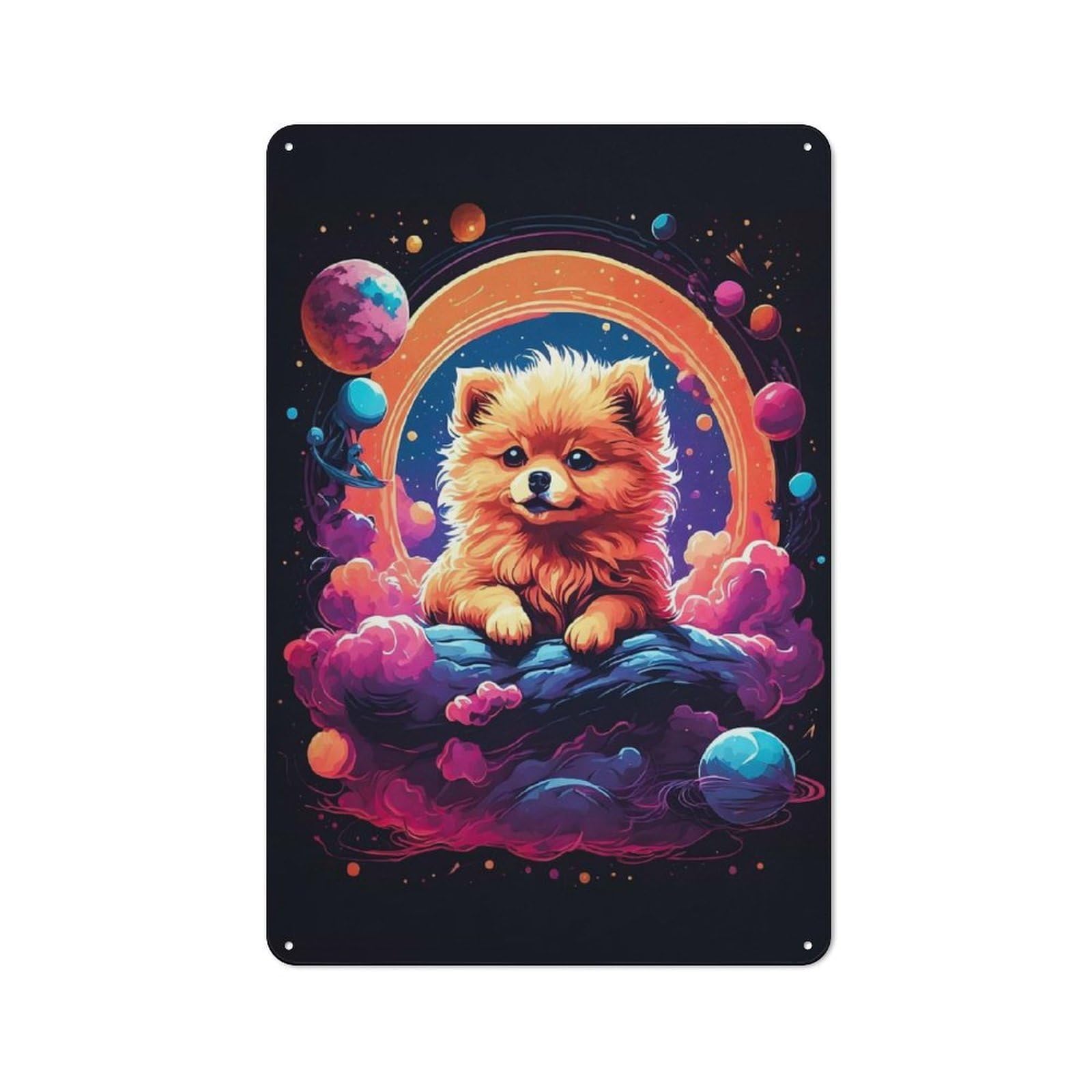 Junmoney Pomeranian Puppies Shop Front Style Metal Wall Decor 30X20cm, Cafe Metal Sign For Takeaway, Bar, Kitchen Or Counter Area