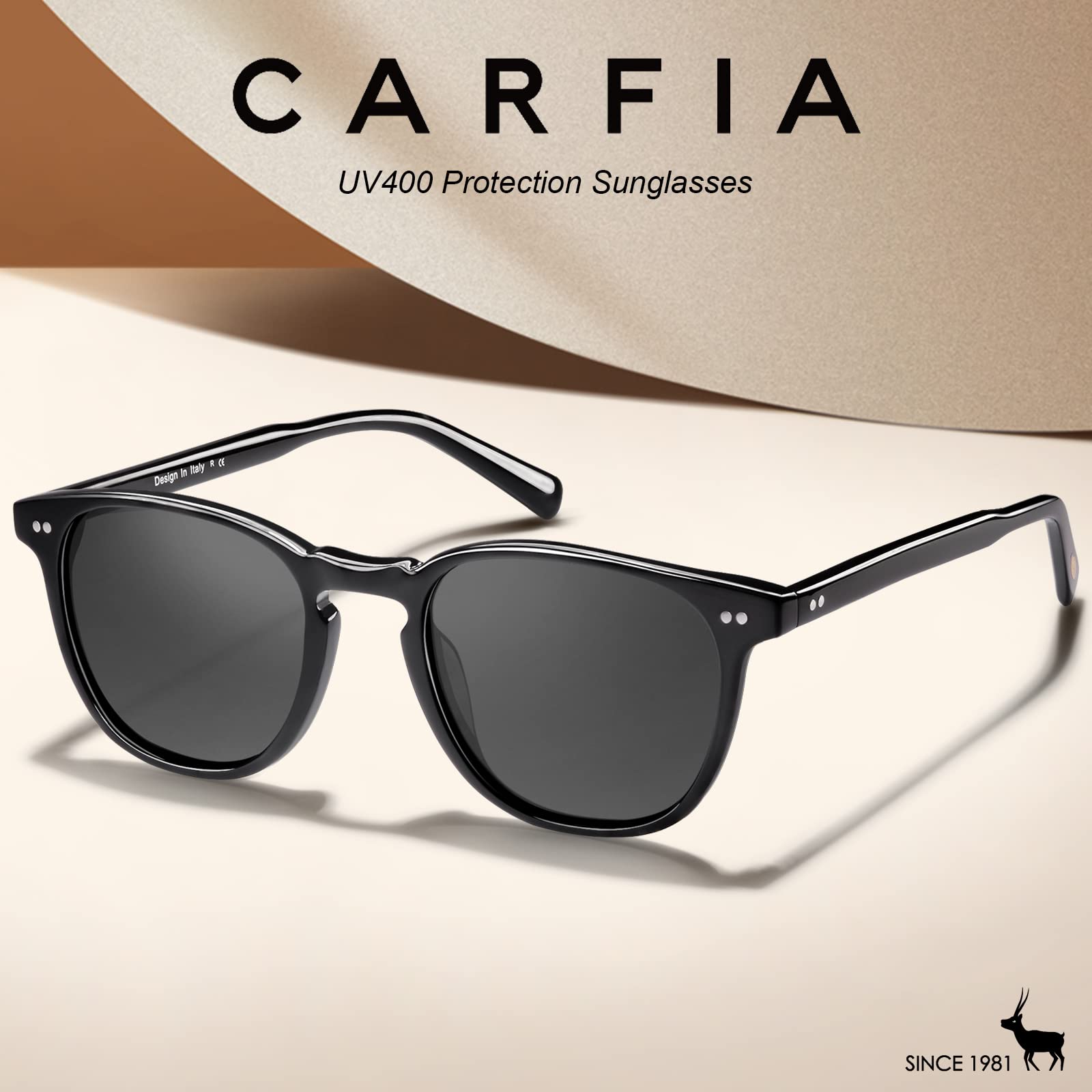 CARFIA Kleine Polarisierte Damen Sonnenbrille mit Brillenetui Vintage Acetatrahmen für Schmale Gesicht Jugendliche