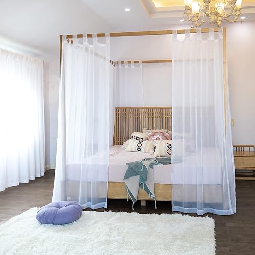 Miniatura 2 de Cortinas transparentes para cama King, Queen, matrimonial y individual, toldos y cortinas de 4 esquinas para cama, cortinas con dosel, cortinas
