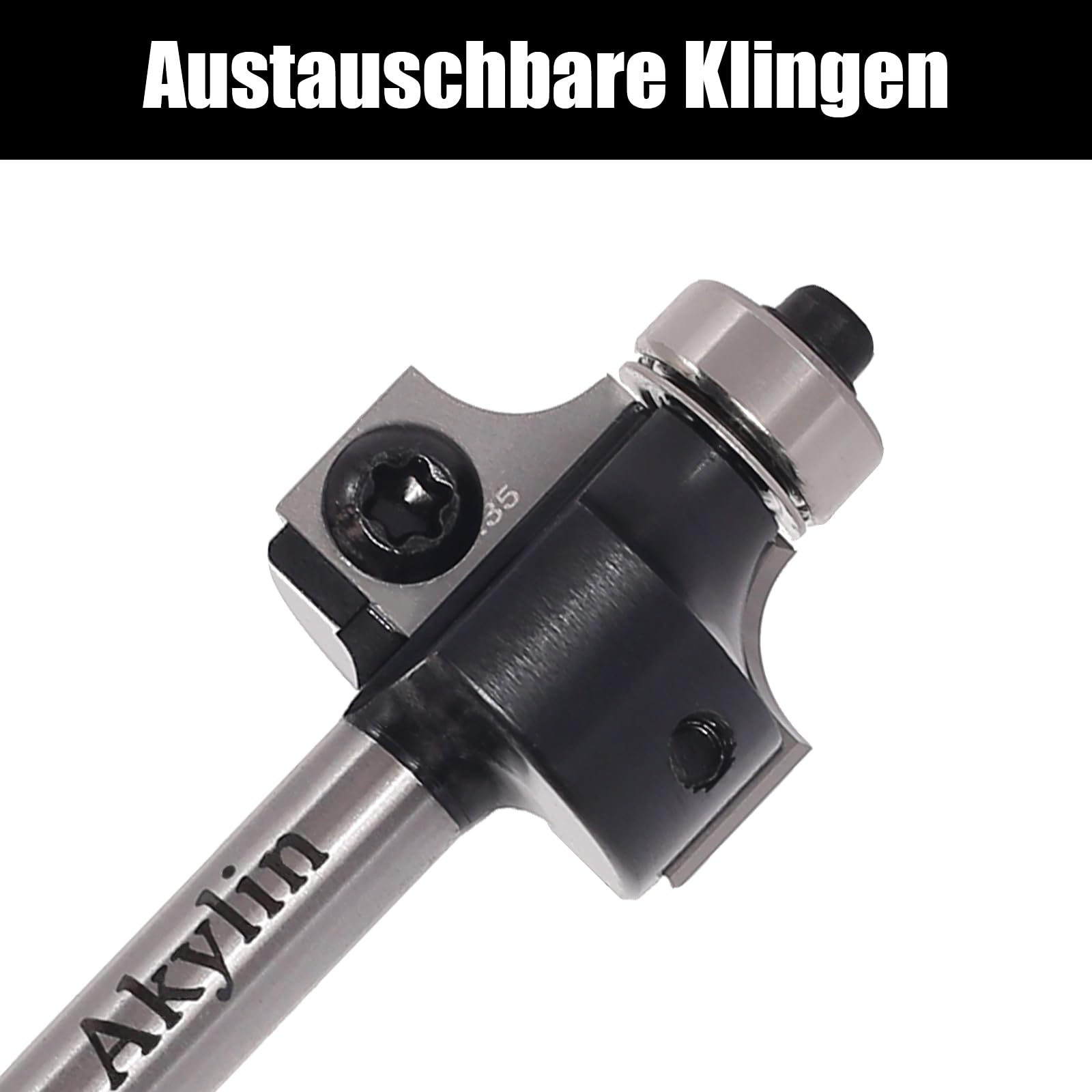 Wendeplatten Abrundfräser 8mm Schaft，Austauschbare Hartmetall Klinge，Abrundfräser Fräser Oberfräse mit Kugellager Holzfräser