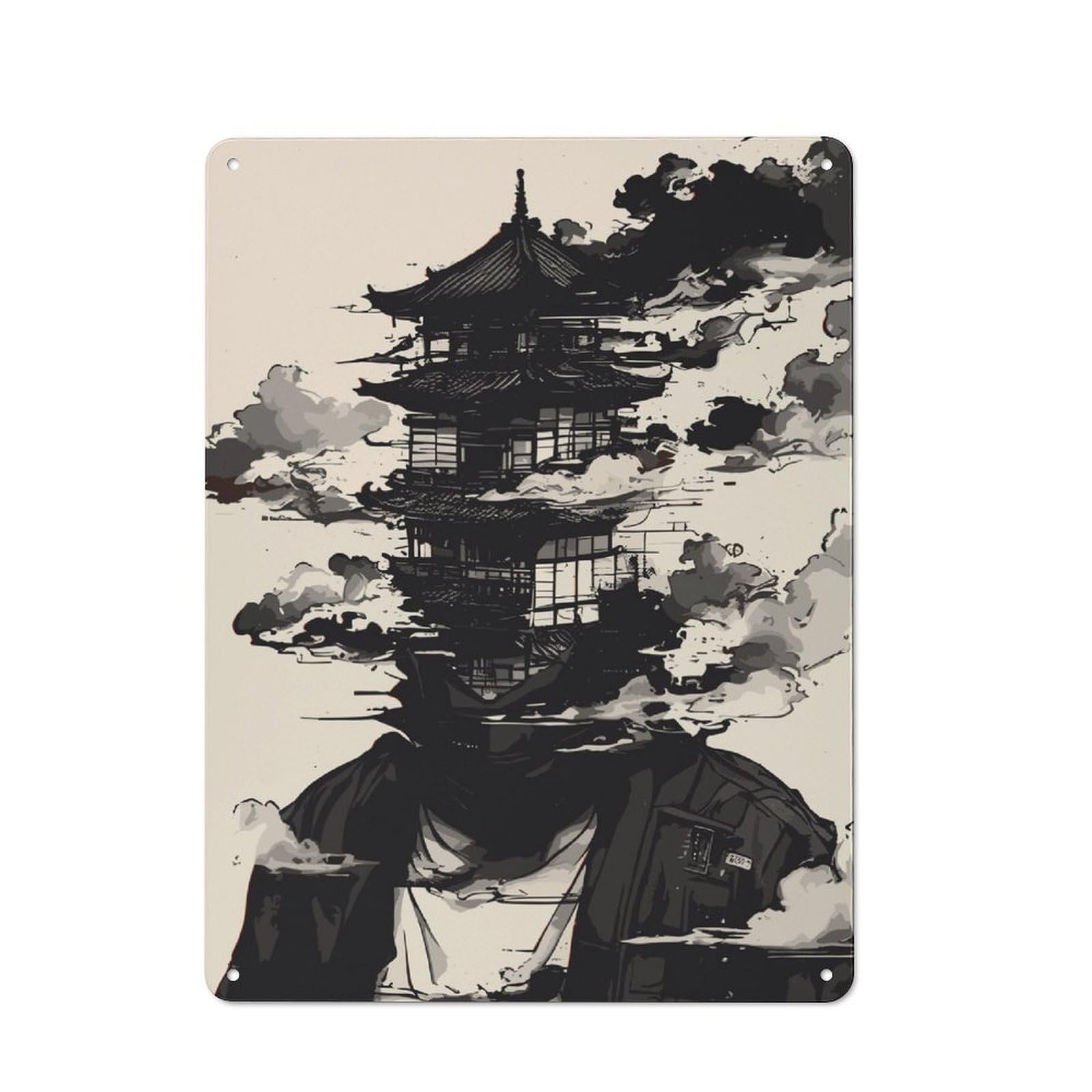 Junmoney Japan Fantasy Retro Tin Wall Plaque 40X30cm For Kitchen Or Home Bar, For Home Interiors, Feature Walls And Decorative Displays