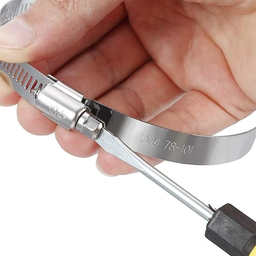 Miniatura 4 de Boao 4 abrazaderas ajustables de acero inoxidable 304 para conductos de 4 pulgadas, abrazadera de manguera de engranaje helicoidal para tubería,