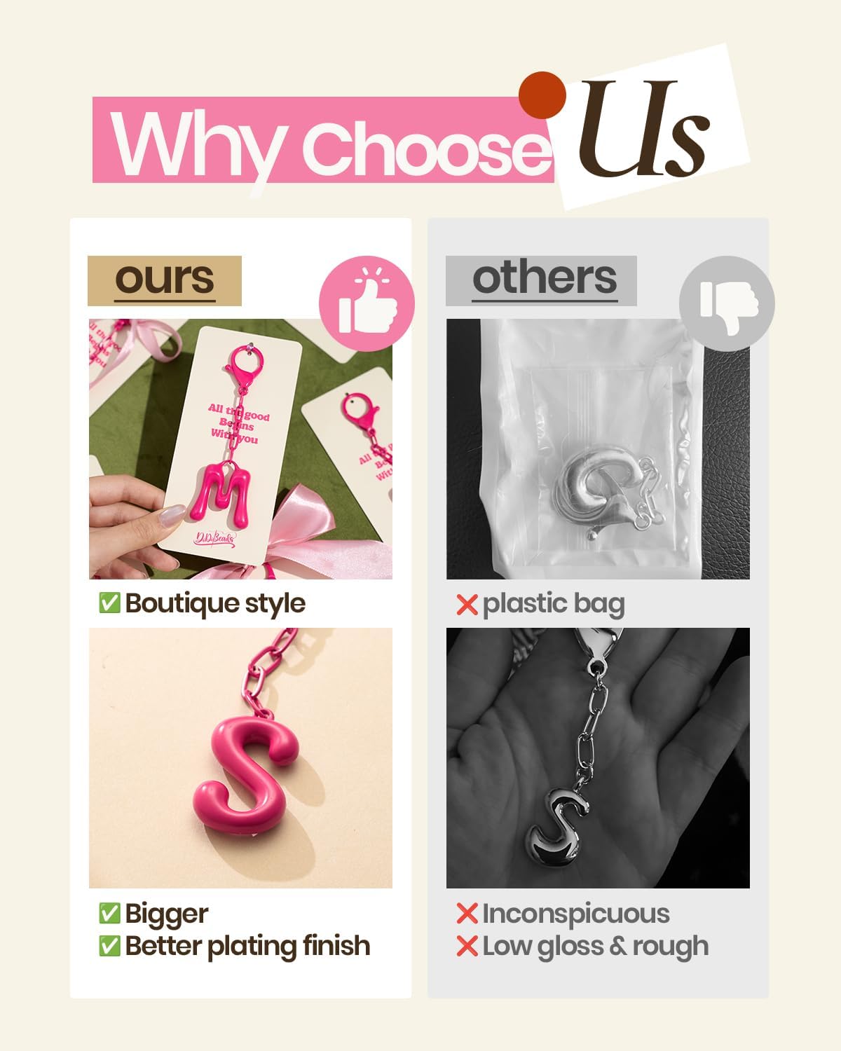 DoDoBeads Initial Bag Charms, Bubble Letter Charm for Handbags, Cute Keychain with Letter, Initial Bag Charms for Women image 5