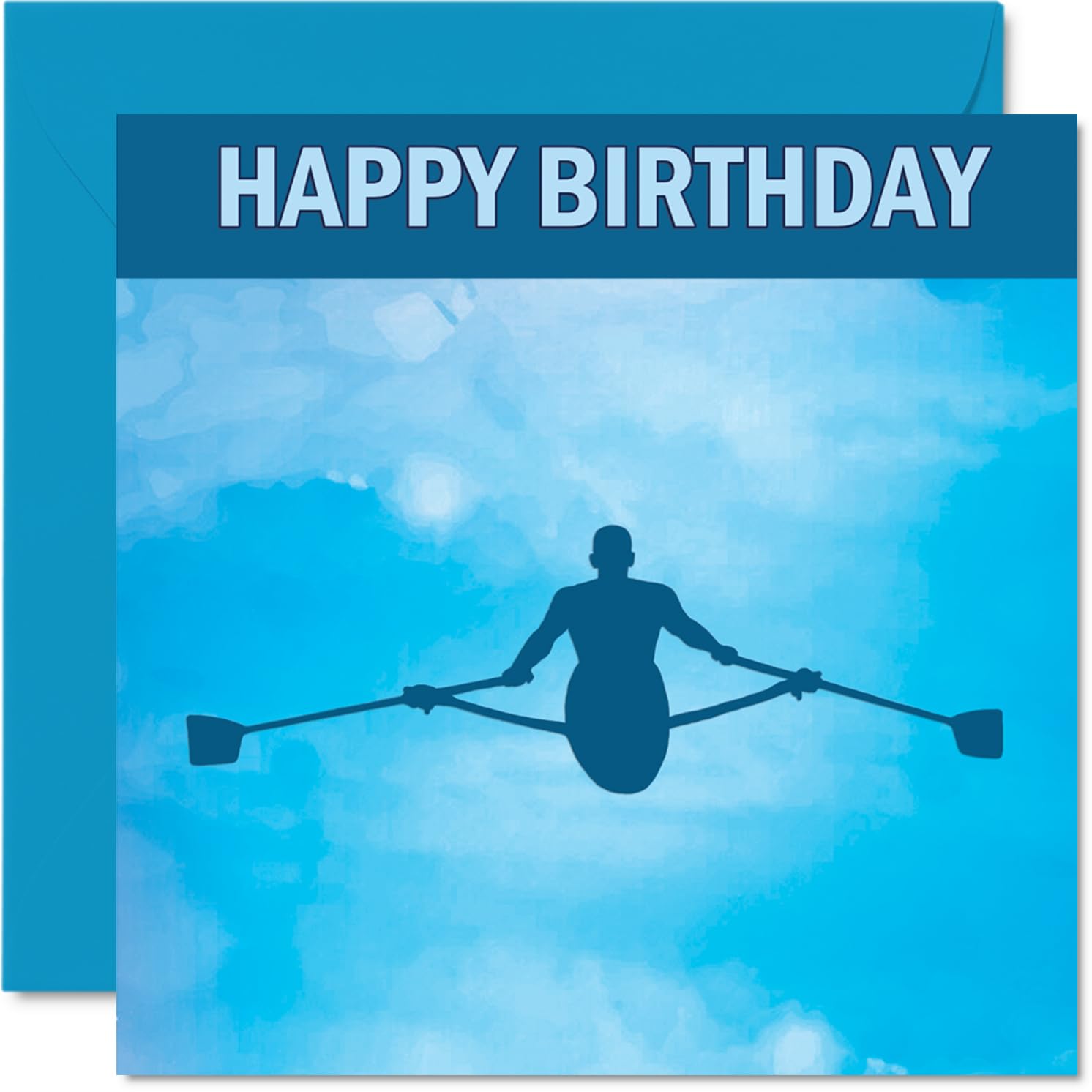Rowing Sport Birthday Cards - Boys in Sports - Happy Birthday Card for Boy Son Brother Grandson Nephew Uncle Cousin, 145mm Bday Greeting Cards