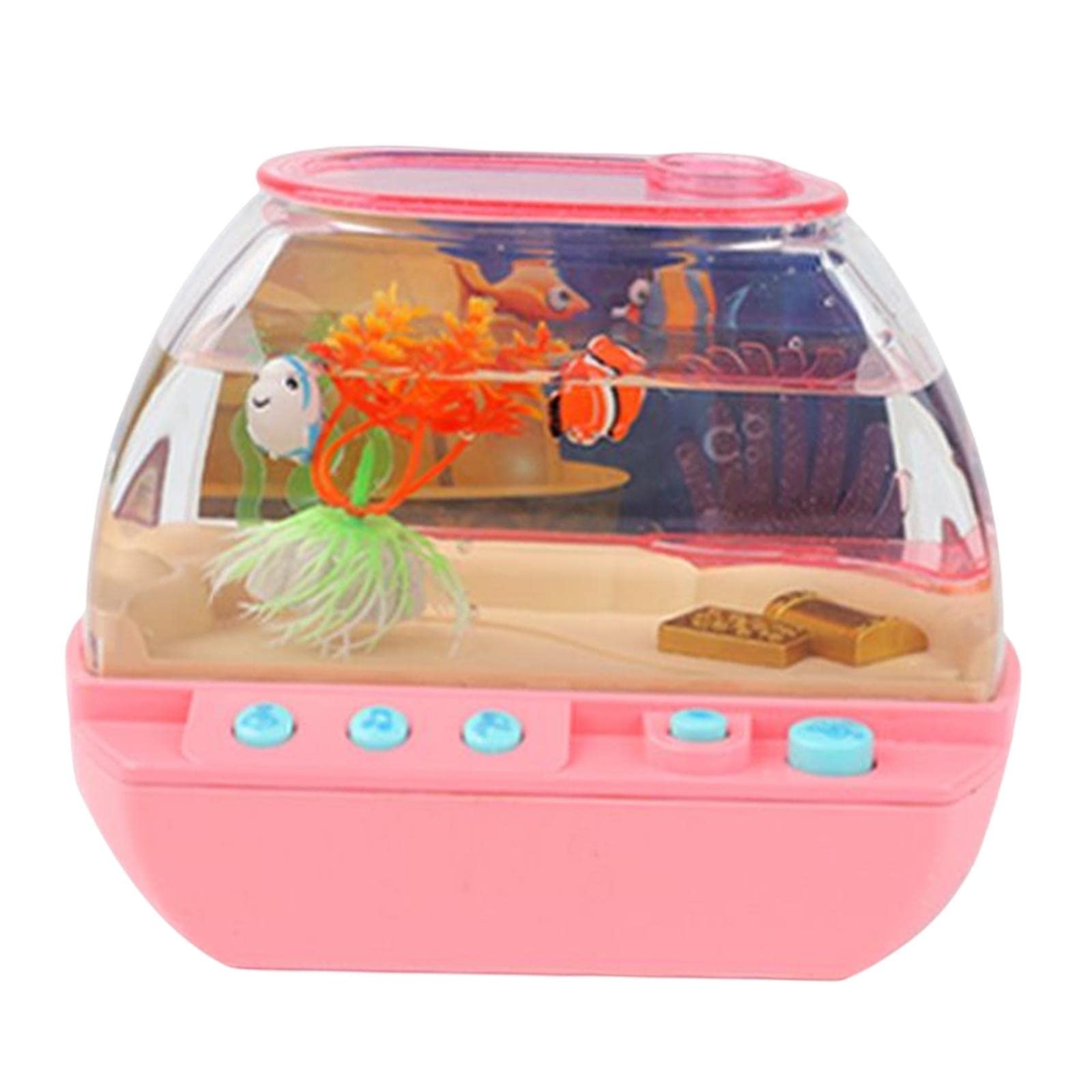 Aquarium Giocattolo Pesci Cartone Musica Luci Decorativo Interattivo Adatto per Bambini Apprendimento E Gioco Casalingo, Rosa