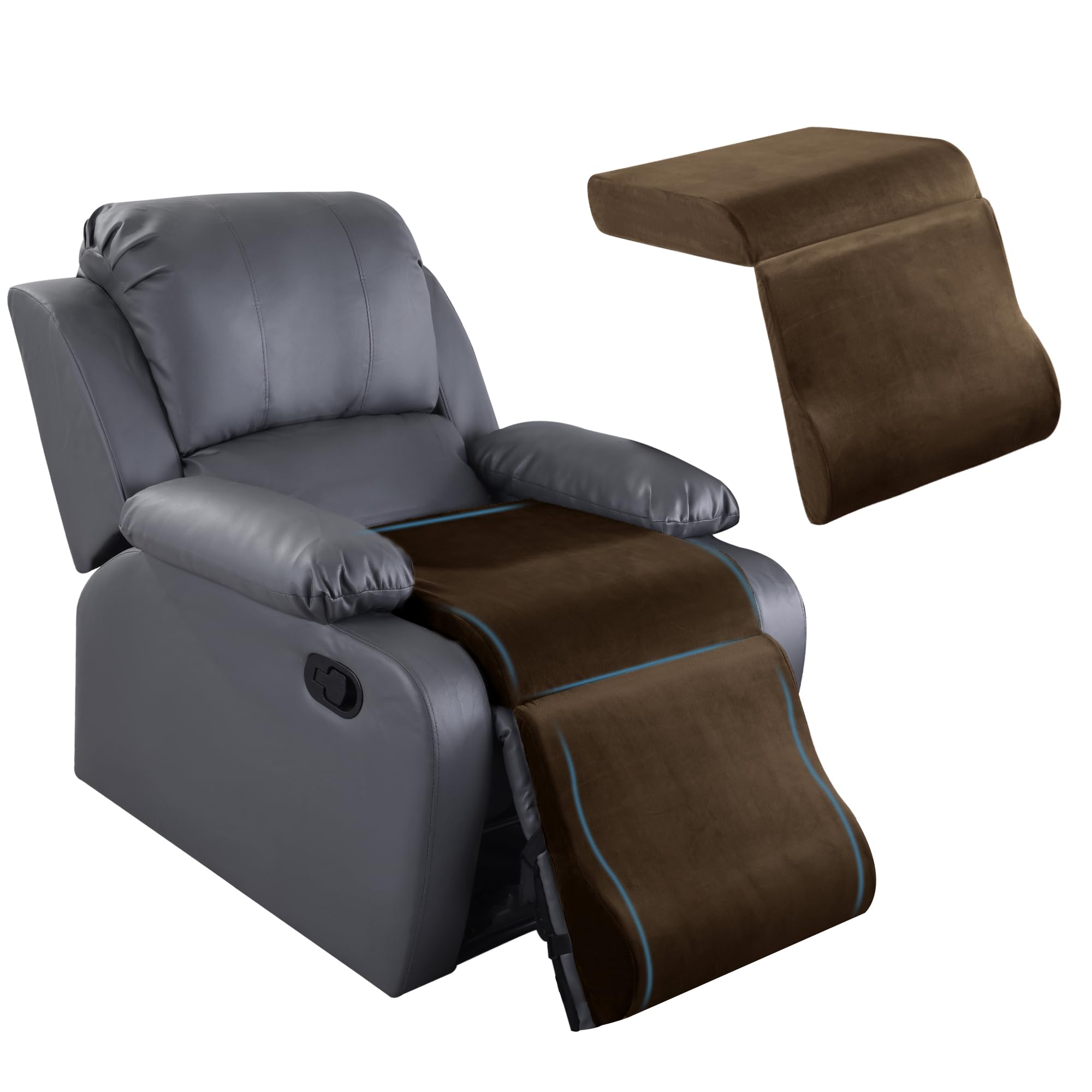 HOMBYS Foam Recliner Cushion with Leg Pillow for Elderly Large Square Seat Cushion Wave Shape Footrest for Armchairs Couch, Medium Thick & Supportive, Non-Slip Design, Coffee Color