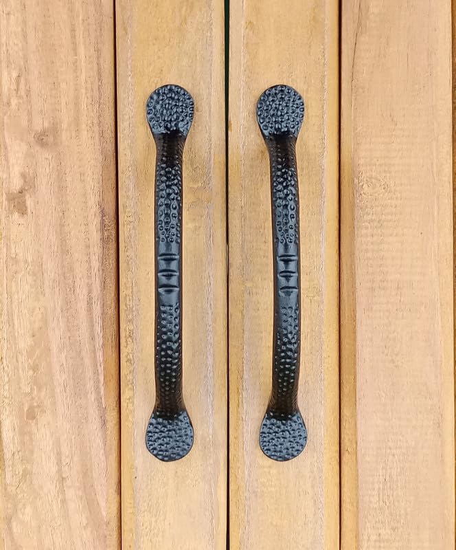 Image of MIX&MATCH HOME IMPROVEMENT Black matt 6inch pulls Handle 6pcs for Wardrobe Cabinet Window Cupboard Door with Round Art decortaive Style.