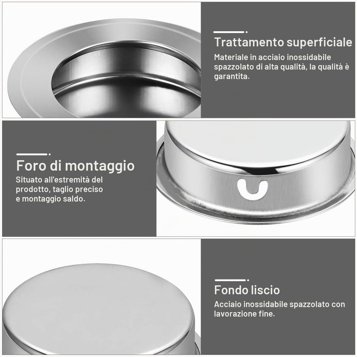 DOITOOL Maniglie Acciaio Incasso : Maniglia Incasso Rotonda in Acciaio Inossidabile 35mm per Porta Scorrevole Armadi E Cassetti - Tira Nascosta a Filo per Mobili Da Cucina E Camera