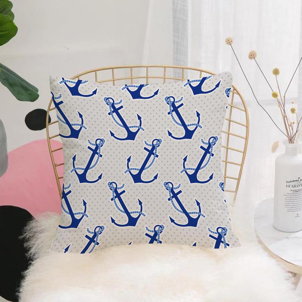 HYOSXW Cushion Cover,Throw Pillow Case Home Decorative for Living Room Bedroom Sofa Chair 16X16 Inch,Anchor, retro maritime l style anchor pattern, l element,Pillowcase 40X40cm
