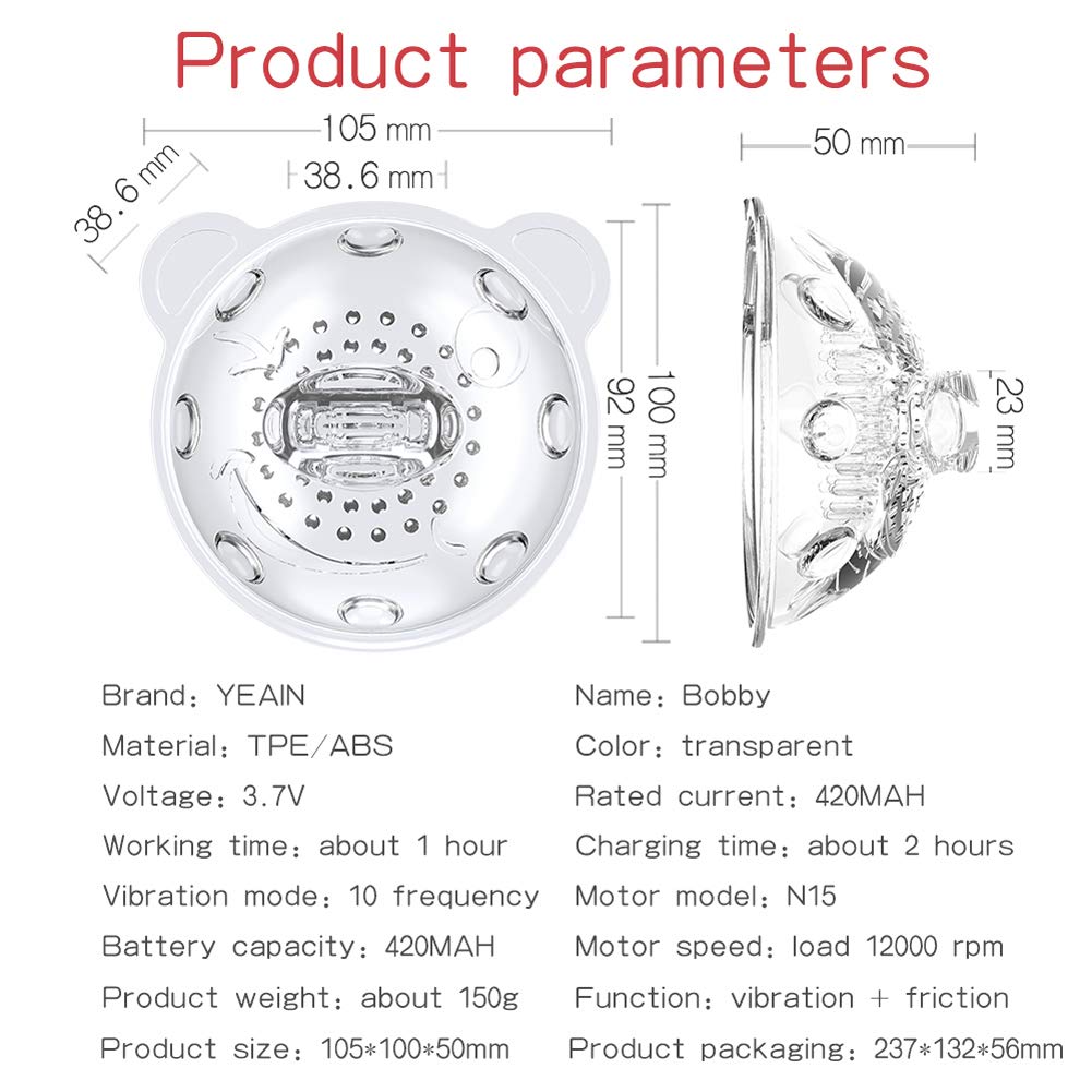 Sucker à TéTons Vibromasseur, Jouets Sexuels pour Stimuler Le Clitoris et Les Mamelons et la Poitrine avec 10 Modes De Vibration, Sex Toys pour Couple/Femme/Homme,Clear