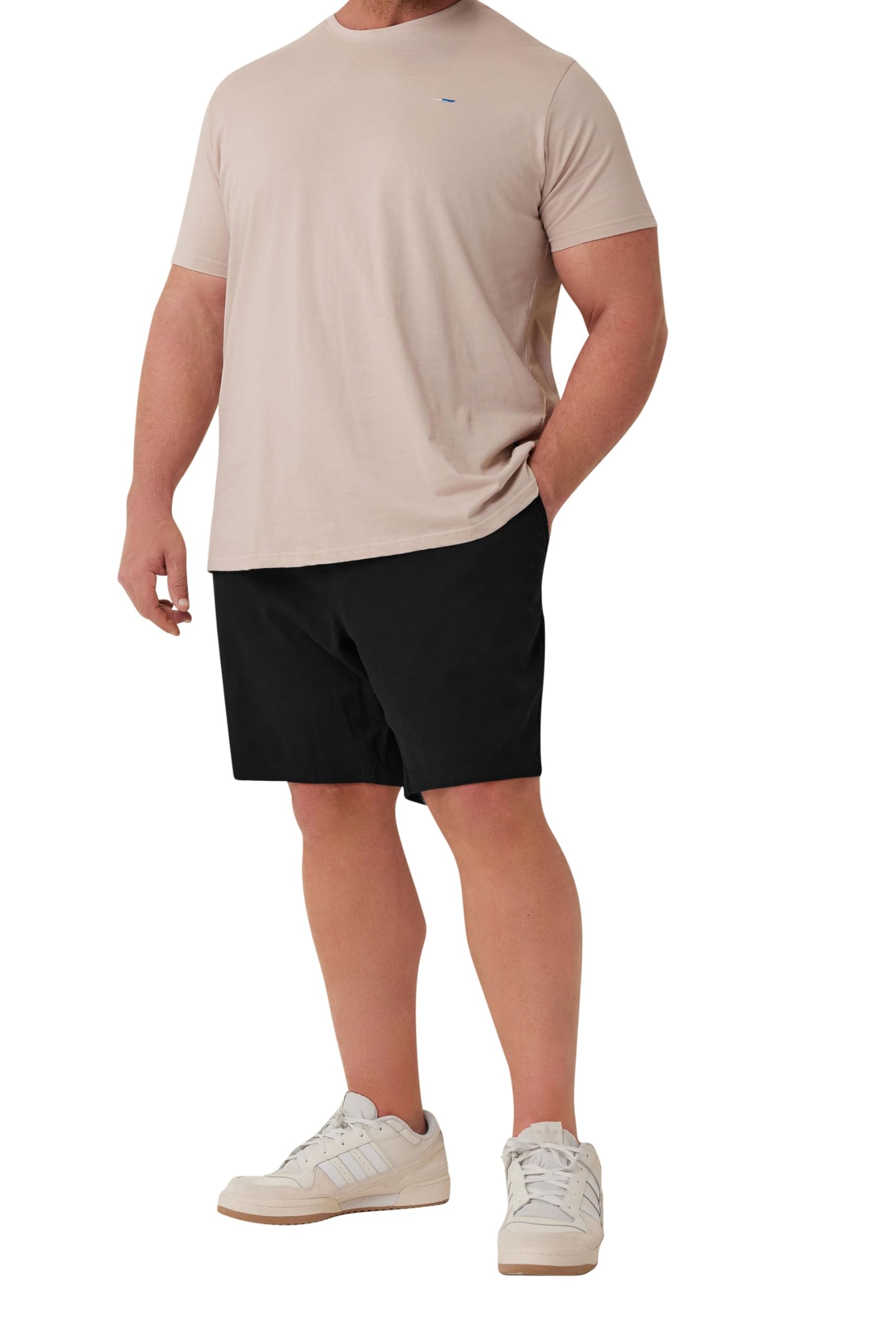Badrhino Men's Black Big & Tall Stretch Elasticated Waist Chino Shorts - Plus Size Curve