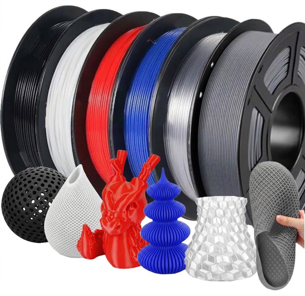Image of 3D Printer Filament Bundle 1.75mm Filajoy3D 6 Pack 250g Dimensional Accuracy + /- 0.03mm for Most FDM 3D Printers Black White Gray Red Blue Transparent