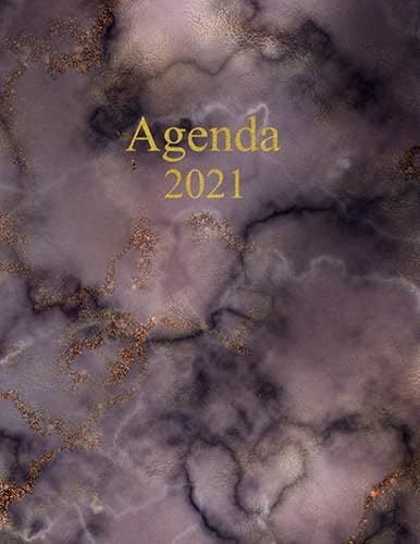 Agenda 2021 Settimanale e Mensile: Planner da Gennaio a Dicembre 2021 - Ampio spazio Giornaliero - Note, Cose da Fare, Calendari e Obiettivi per ... con effetto Marmo scuro e scritte color Oro