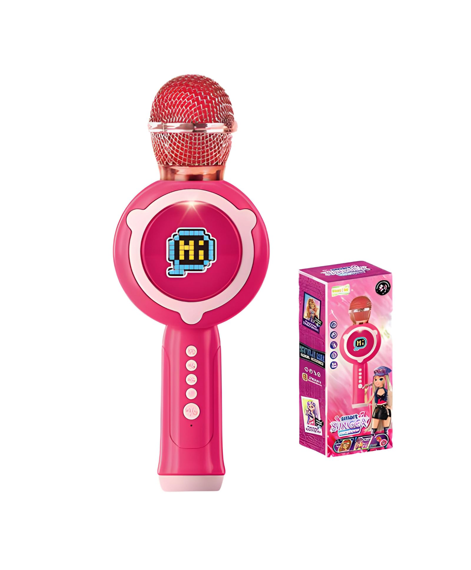 JOLLYORA Mini Wireless Karaoke Microphone for Kids | Toy Karaoke Machine with Speaker, Light & Music Effects | Portable Singing Mic for Girls & Toddlers – Pack of 1 (Pink)-image-13