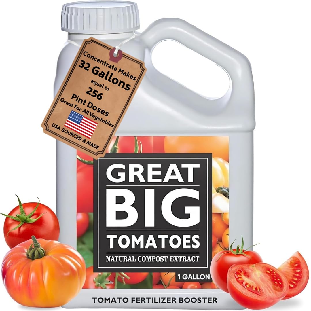 - Great Big Tomatoes Soil & Fertilizer Booster for Big Vegetable Yields, Better Fertilizer & Plant Food Efficiency, and Garden Performance. Perfect for Beginners.1 Gallon Concentrate (Makes 32 Gallons)