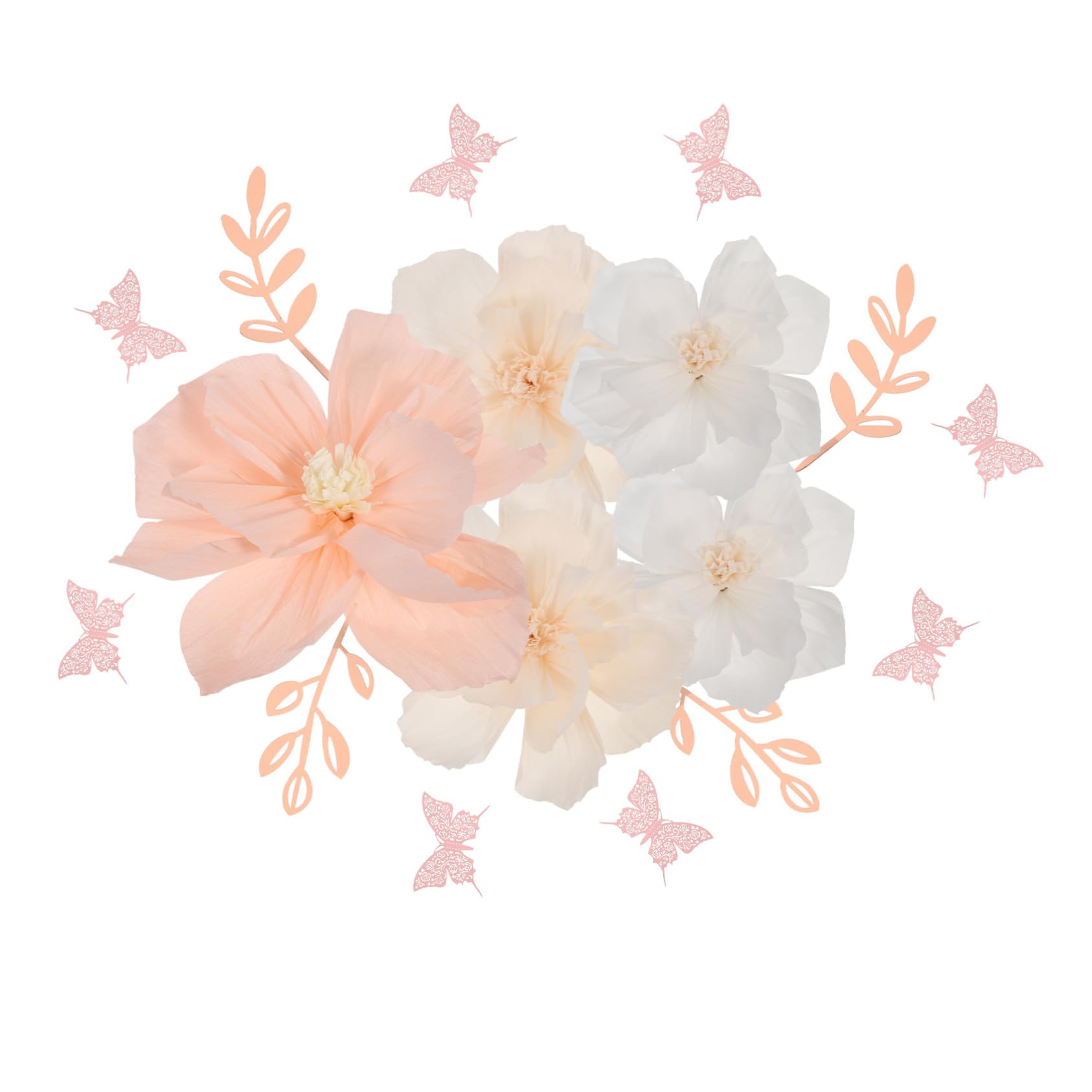 Fleurs en papier décoratif mural OUNONA rose pour créer une ambiance douce et poétique
