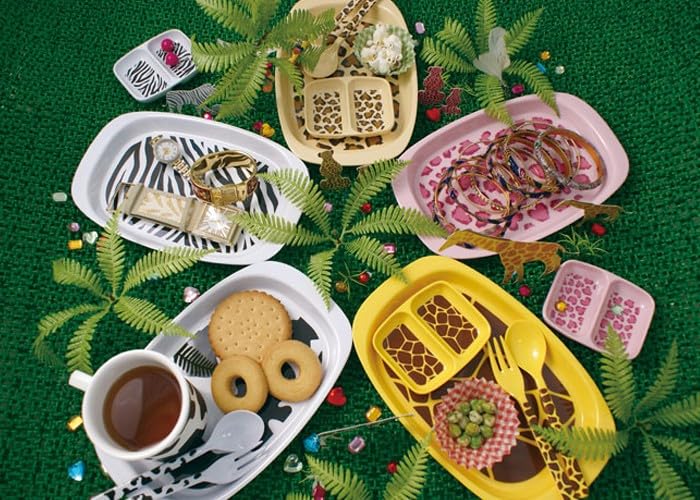 Amazon | メラミン食器セット ピンクヒョウ柄 5点セット アニマル 