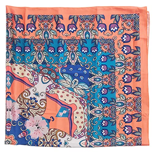 Image of ONE ECHELON Satin Silk Scarf for Women Lightweight Fashion Scarves, Wrap in Floral Pattern for Spring Fall Summer
