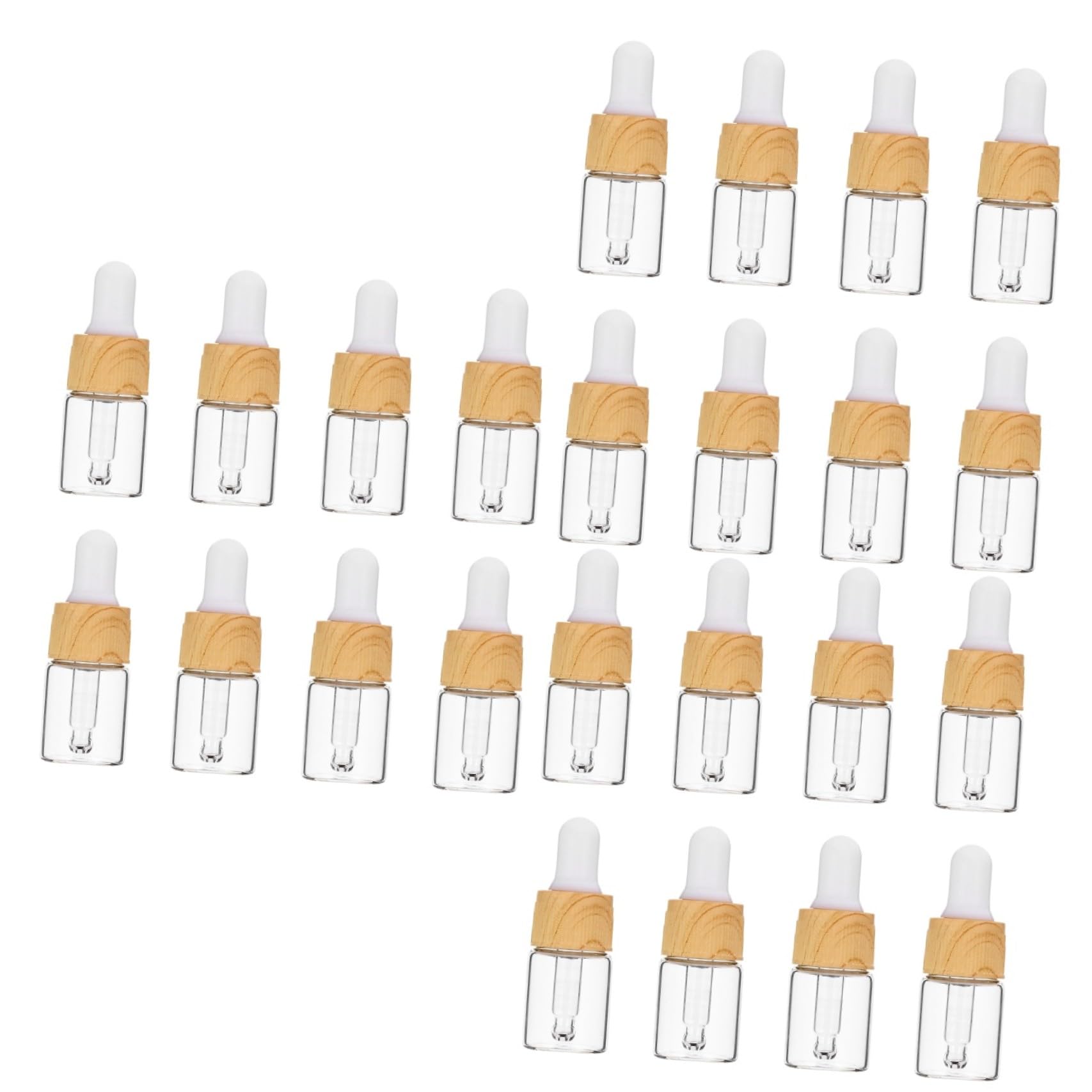 Beaupretty 24 Piezas Cuentagotas De Vidrio De Grano De Madera Aceite Esencial Para Aceites Esenciales Frascos Cuentagotas De Vidrio Transparente Vertidor De Medicina Viajar Botella Mini