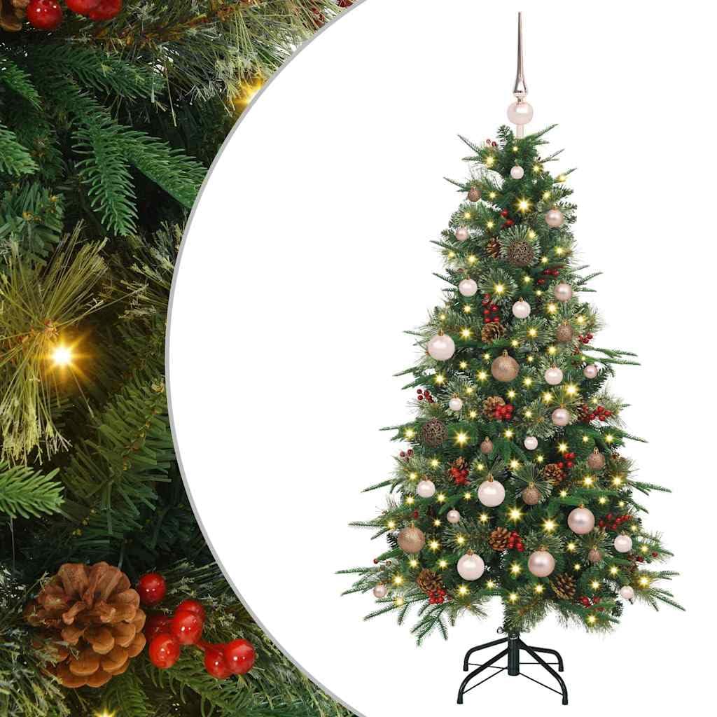 Sztuczna składana choinka, zielona, 150 cm, PE i PCW, z 150 diodami LED, ciepła biel, zasilana przez USB, do użytku wewnątrz i na zewnątrz, świąteczna dekoracja