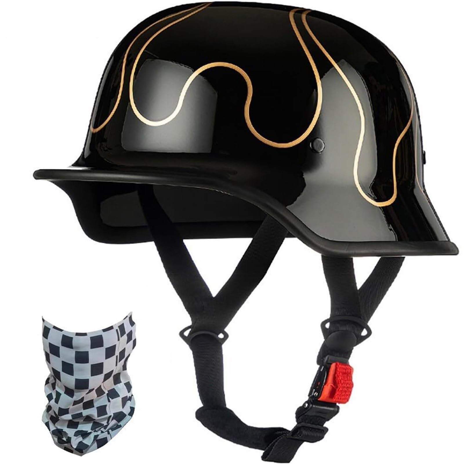 Phantom Mini Kask Motocyklowy Otwarty Certyfikat Atest ECE 22.06 Dopuszczony do Ruchu Skorupa ABS Szybkie Zapięcie Cruise Bobber z Kominiarką Skuter Chopper
