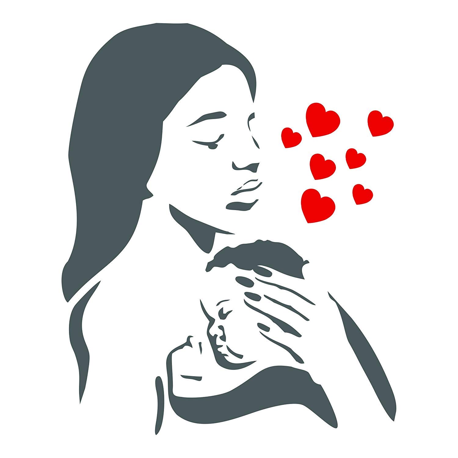 CLODEGS(M) - Mother Stencil - 11cm x 14cm (M) - Reusable African Mother Baby Child Boy Girl Wall Stencil Template - Use On Paper Projects Scrapbook Journal Walls Floors Fabric Furniture Glass Wood Etc.