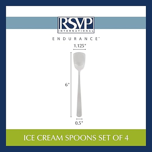 Miniatura 3 de RSVP International Ice Cream Tool Collection - Apto para lavavajillas, mango grande, cucharas, 4 piezas, acero inoxidable