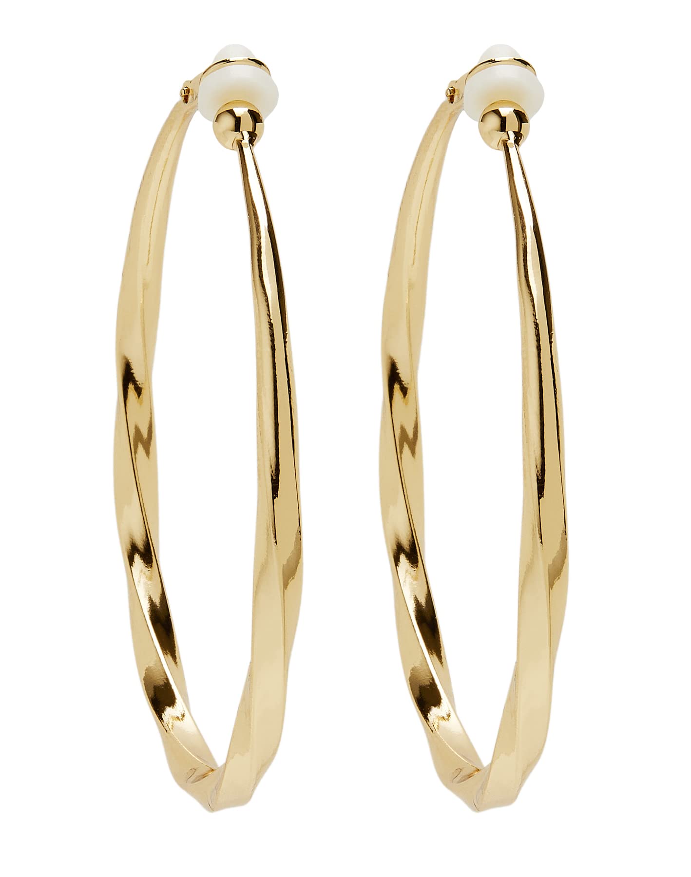 Bello LondonClip On Earrings - Gold Plated Large Hoop In A Twisted Rope Design - Dhana