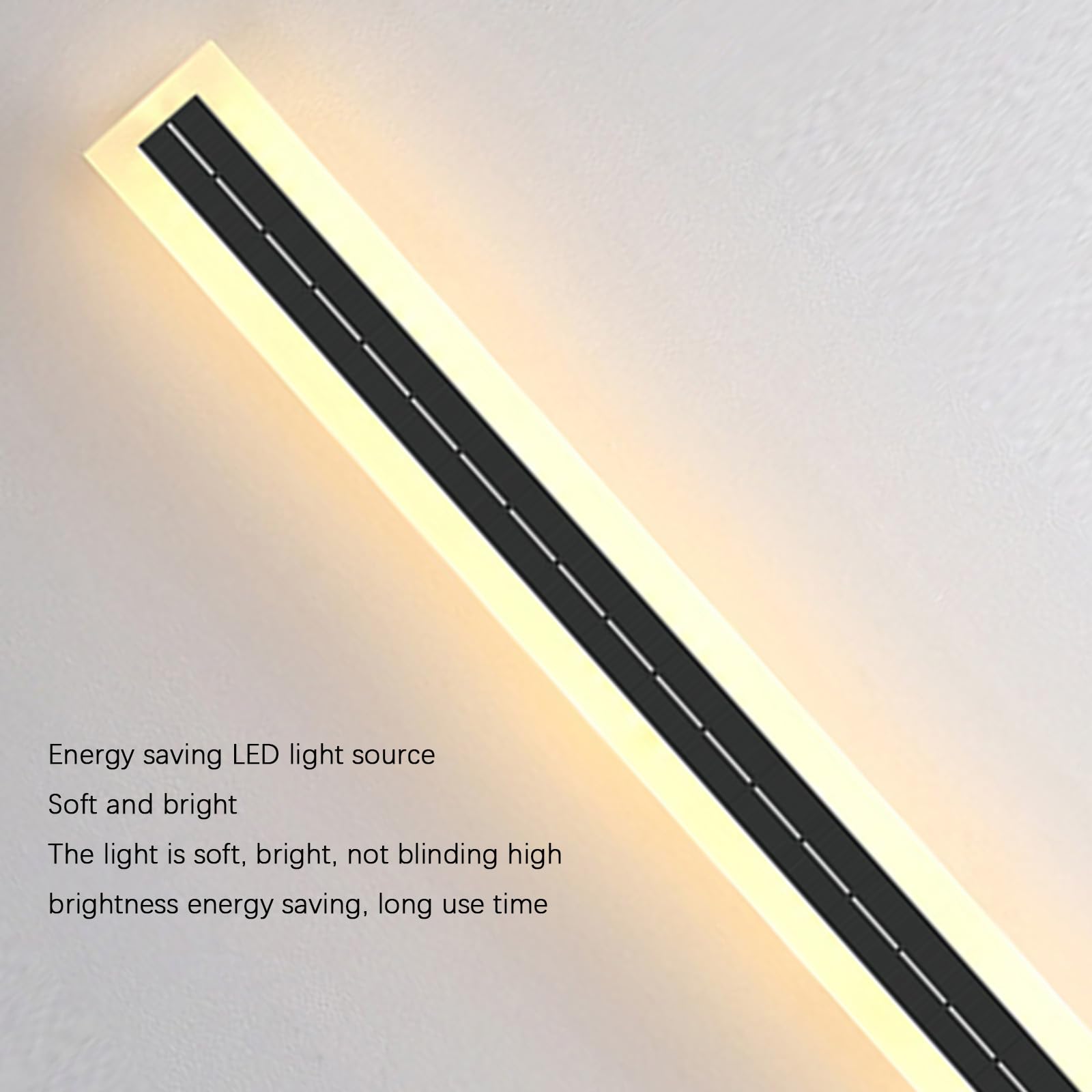 Długa taśma LED zasilana energią słoneczną lampa ścienna zewnętrzna IP65, czarna, liniowa, nowoczesna, akrylowa, na balkon, do ogrodu, wnętrz, garażu