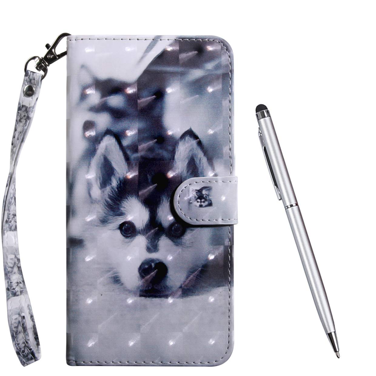 TOUCASA Case for Sony Xperia 1, [3D Glitter] Bookstyle Wallet Case Retro Luxury Premium PU Leather Shockproof Flip Magnetic Kickstand Card Slots Folio Protection Case (Dog)