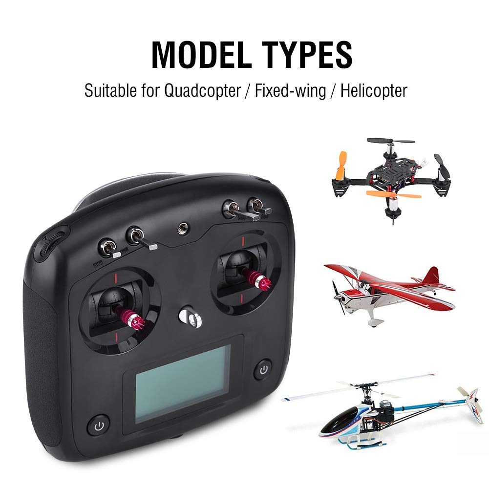 Dilwe Nadajnik 2,4G 10-kanałowy FS-i6S, Nadajnik RC z Odbiornikiem FS-iA6B do Multicoptera Samolotowego RC Drone (IA10B czarny)