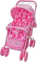 Carrinho Bebê Passeio Menina Menino Reclinável Vira Berço Alça Reversível com Mosquiteiro Bamboo + Bolsa (ROSA)