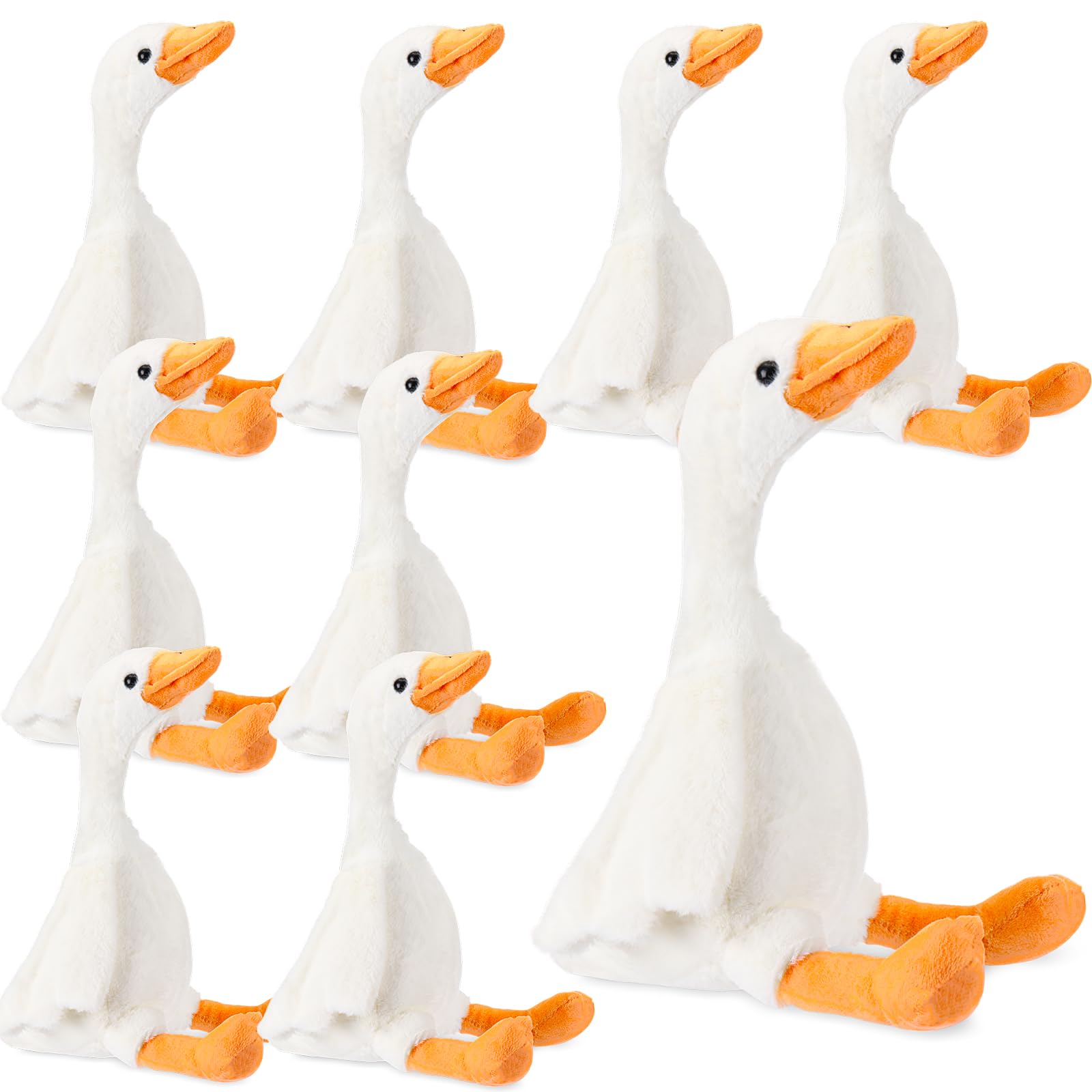 HyDren 8 Pcs Goose Stuffed Animal 8 Inch Goose Plush Soft Stuffed Animal Toy White Yellow Plush Sitting Toy Doll for Birthday Party Supplies Home Decorations