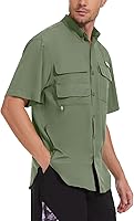 Vista 32 de BASSDASH UPF 50 Camisa de vestir para pesca de manga corta con botones para hombre, tejida, de manga corta, para exterior