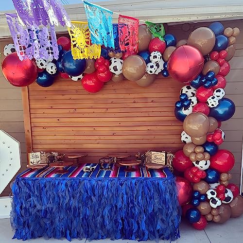 Image of Horse Racing Balloon Arch Garland Kit, Western Cowboy Party Decorations, 131PCS Red Blue Brown Cow Print Balloons for Derby Day Festival First Rodeo Farm Cow Wild Party Birthday Supplies