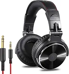 Fone de Ouvido P/Estúdio DJ OneOdio Pro-10 Black, Falante 50mm Neodimio Conexão P2 ou P10 Com Microfone, Cabo Destacável, Preto, Grande