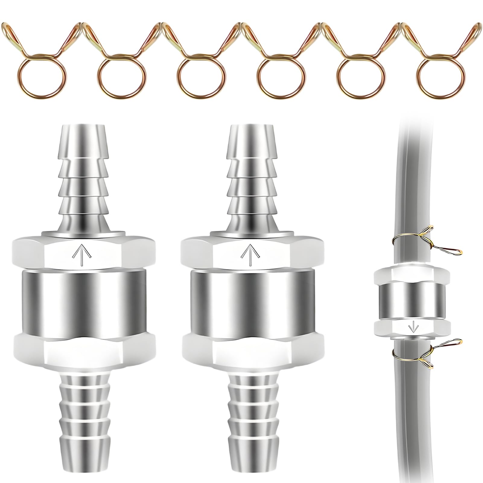 2 stuks terugslagklep voor brandstof, 8 mm aluminium klep