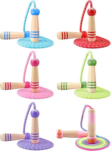 Miniatura 6 de Lorvain - Cuerda de saltar ajustable para niños, cuerda de saltar para niños con mango de madera para niñas y niños, cuerdas de salto pesadas para