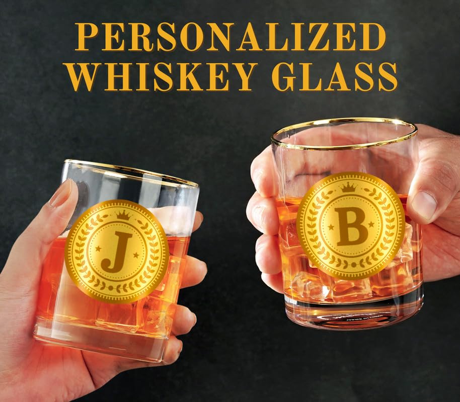 Bicchiere da whisky personalizzato con sottobicchiere per gli uomini, regali alcolici personalizzati per gli amanti del whisky, compleanno unico, regali di Natale per lui, papà, zio, R
