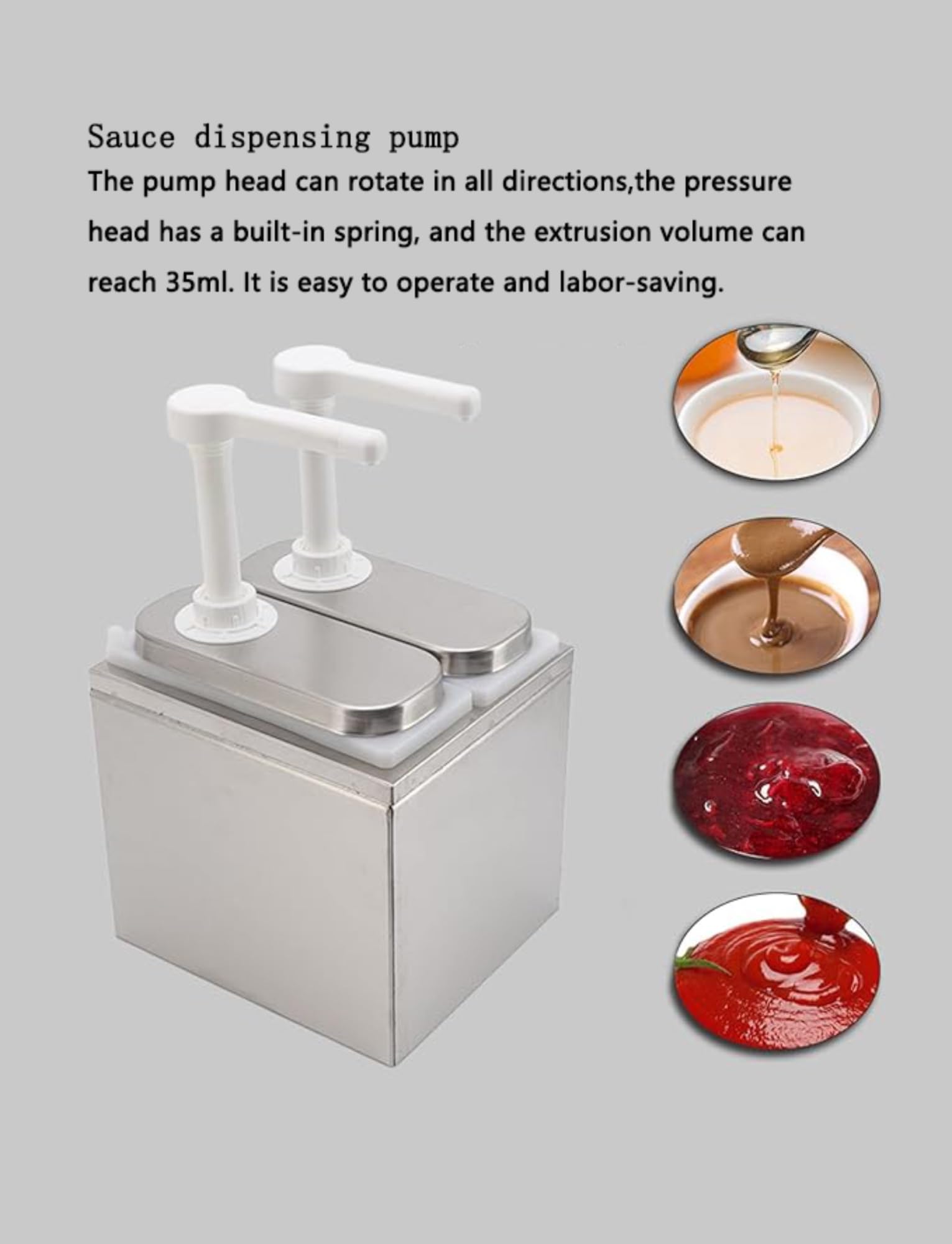 Bomba de salsa, dispensador de bomba de salsa de 2 litros, dispensador de salsa, estación de bombeo de condimentos de acero inoxidable, dispensador de salsa for cocina, uso doméstico(2L triple pump)