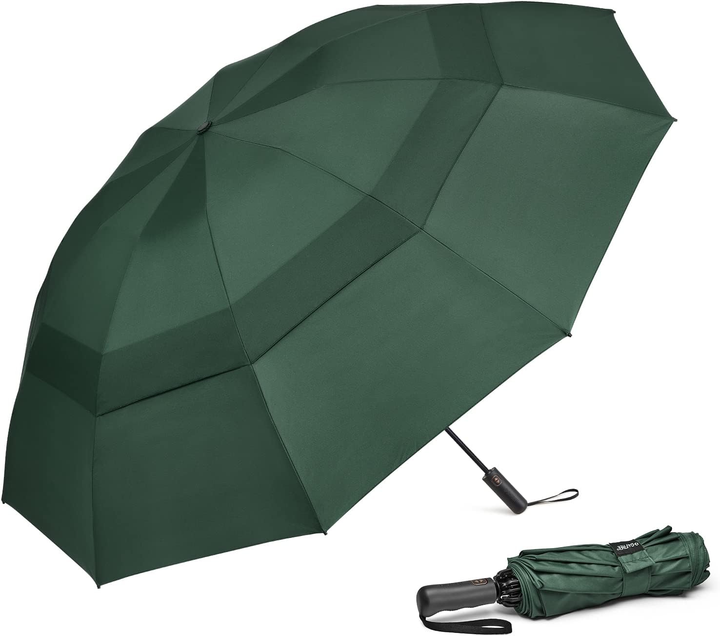 42/46/54/62 Inch Large Compact Golf Umbrella Windproof 10 Ribs Reverse Travel Umbrella for Rain Double Canopy Vented Automatic Open Close