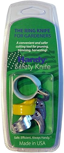 The Original Handy Safety Knife - Cuchillo de anillo utilitario para dedo con hoja afilada y curvada - Handy Gardener's Three Pack - por Handy Twine