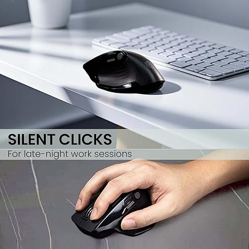 Miniatura 6 de Mouse inalámbrico para computadora, mouse silencioso ergonómico con 2.4 GHz y Bluetooth, interruptor multidispositivo, pantalla OLED, DPI ajustable,